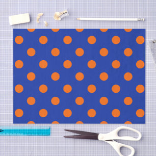 Papel De Seda Diseño de patrón de lunares naranja sobre azul