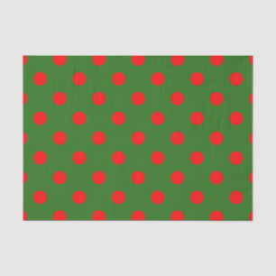 Papel De Seda Diseño de patrón de lunares rojos sobre verde