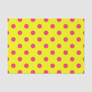 Papel De Seda Diseño de patrón de lunares rosa sobre amarillo