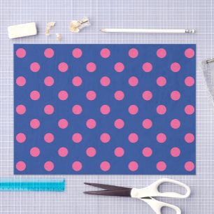 Papel De Seda Diseño de patrón de lunares rosados sobre azul