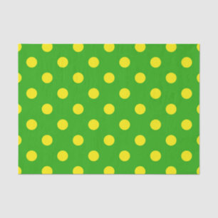 Papel De Seda Diseño de patrón de lunares verdes sobre amarillo 