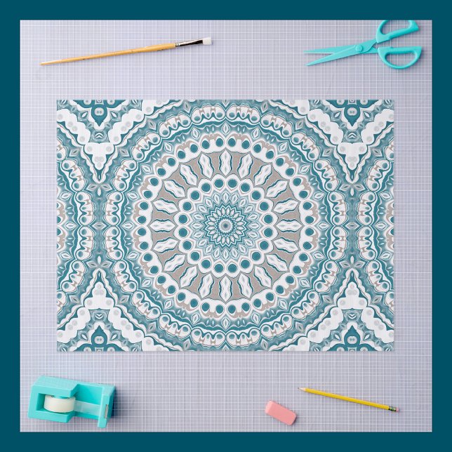 Papel De Seda Diseño de Patrón de Mandala Acuático y Beige (Subido por el creador)