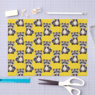Papel De Seda Diseño de patrón de mapache amarillo