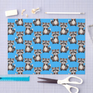 Papel De Seda Diseño de patrón de mapache azul