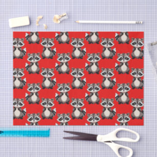Papel De Seda Diseño de patrón de mapache rojo 