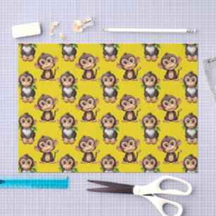 Papel De Seda Diseño de patrón de mono amarillo