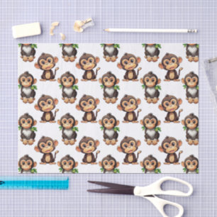 Papel De Seda Diseño de patrón de mono blanco 