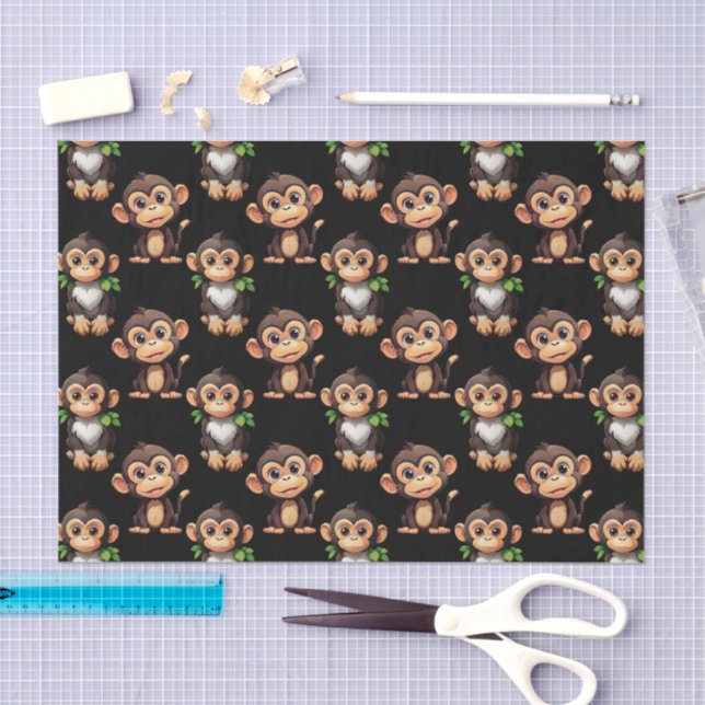 Papel De Seda Diseño de patrón de mono negro (Artesanía)