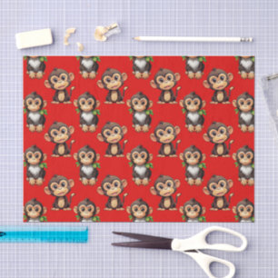 Papel De Seda Diseño de Patrón de Mono Rojo