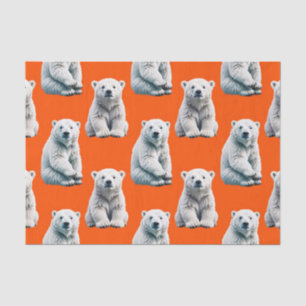 Papel De Seda Diseño de patrón de oso polar en naranja