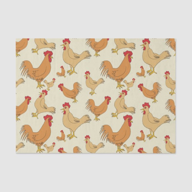 Papel De Seda Diseño de patrón de pollo marrón (Anverso)