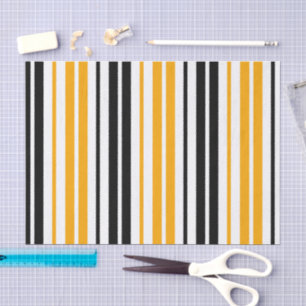 Papel De Seda Diseño de patrón de rayas blancas y negras amarill