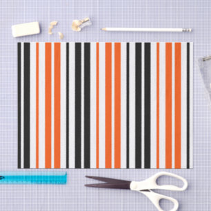Papel De Seda Diseño de patrón de rayas blancas y negras naranja