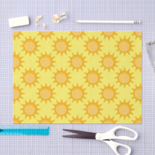 Papel De Seda Diseño de patrón de sol brillante sobre amarillo