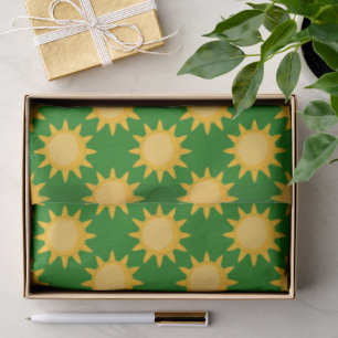 Papel De Seda Diseño de patrón de sol brillante sobre verde 