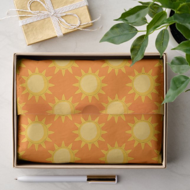 Papel De Seda Diseño de patrón de sol en naranja (Regalo )