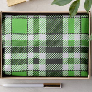 Papel De Seda Diseño de patrón de tartán de franela verde negro 