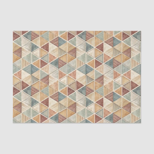 Papel De Seda Diseño de patrón de triángulo geométrico abstracto (Anverso)