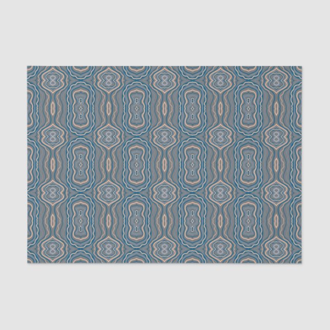 Papel De Seda Diseño De Patrones Alternativos Beige-Azul Y Gris (Anverso)