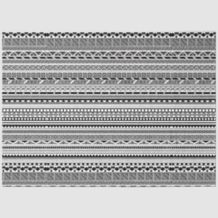 Papel De Seda Diseño de patrones aztecos blanco y negro