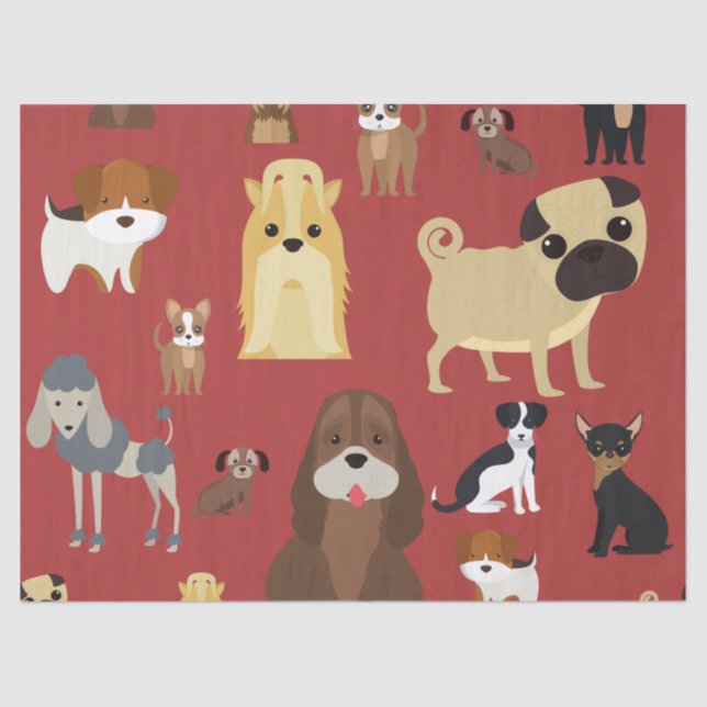 Papel De Seda diseño de patrones de perros lindos para los amant (Anverso)