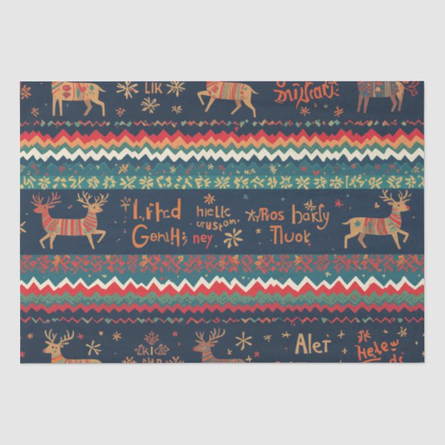 Papel De Seda Diseño de patrones de saludos de Navidad (Anverso)
