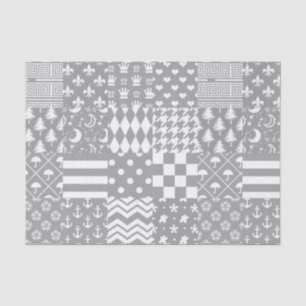 Papel De Seda Diseño de patrones mixtos de blanco gris