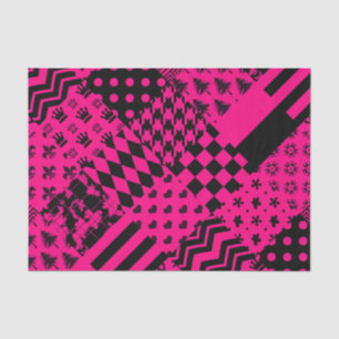 Papel De Seda Diseño de patrones mixtos rosados negros