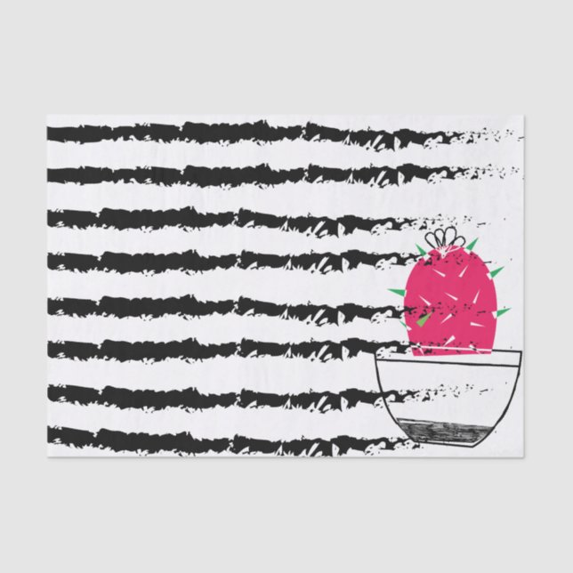 Papel De Seda Diseño de patrones rayados de Cactus rosa (Anverso)