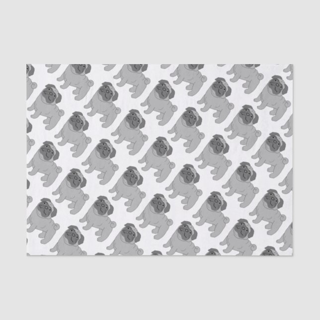 Papel De Seda Diseño de perros de peluca gris (Anverso)