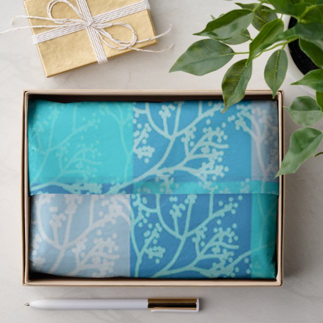 Papel De Seda Diseño de Plástico de Foliage de tonos azules (Regalo )