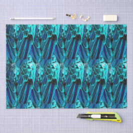 Papel De Seda diseño de pluma de guacamayo en azul, abstracto ac