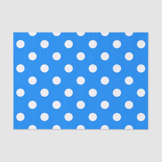 Papel De Seda Diseño de puntos de polka azul blanco (Anverso)