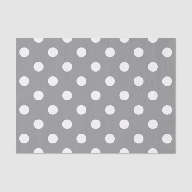 Papel De Seda Diseño de puntos de polka blanco gris (Anverso)