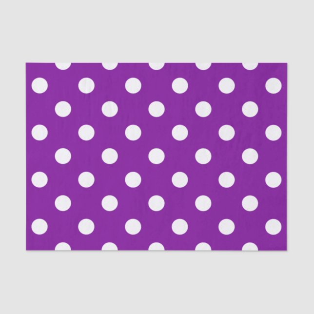 Papel De Seda Diseño de puntos de polka blanco morado (Anverso)