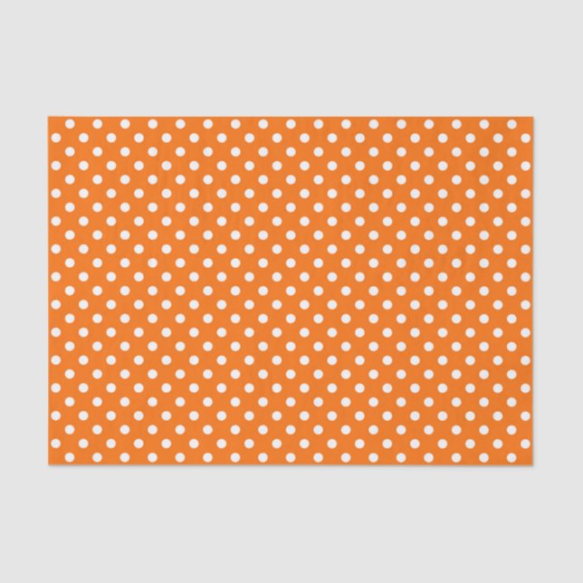 Papel De Seda Diseño de puntos de polka blanco naranja (Anverso)