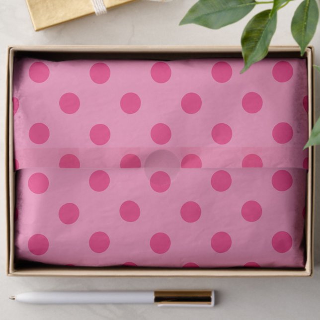 Papel De Seda Diseño De Puntos De Polka Rosado En Pink (Subido por el creador)