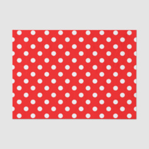 Papel De Seda Diseño de puntos rojos de polka blanca