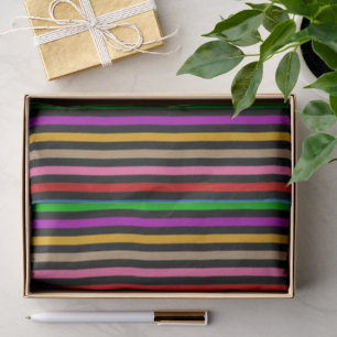 Papel De Seda Diseño de rayas de arcoíris coloridas - negro