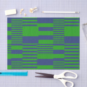 Papel De Seda Diseño de rayas de patchwork azul verde