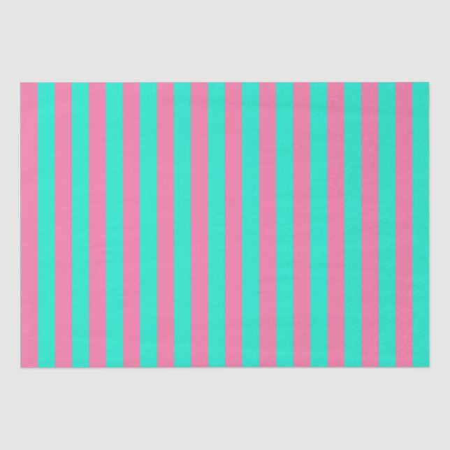 Papel De Seda Diseño de rayas verdes de tinta rosa (Anverso)