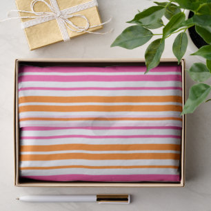 Papel De Seda Diseño de rayas verticales de color rosa naranja b