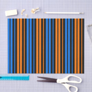 Papel De Seda Diseño de rayas verticales de naranja azulada