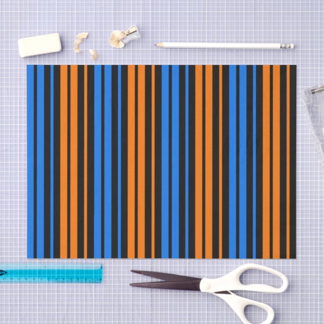 Papel De Seda Diseño de rayas verticales de naranja azulada  (Artesanía)