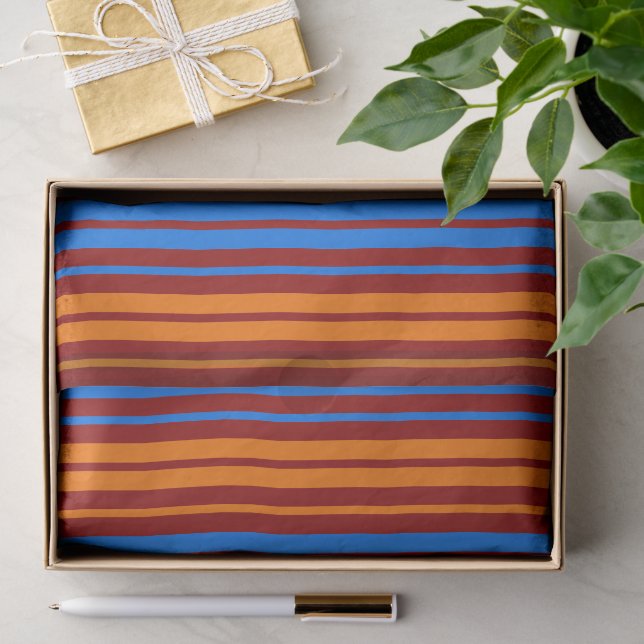 Papel De Seda Diseño de rayas verticales naranja rojo azul   (Regalo )