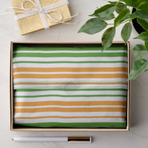 Papel De Seda Diseño de rayas verticales naranjas y verdes blanc