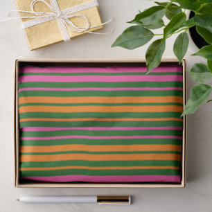Papel De Seda Diseño de rayas verticales verde naranja rosa
