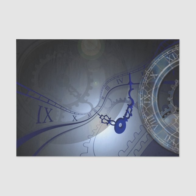 Papel De Seda Diseño de reloj azul abstracto (Anverso)