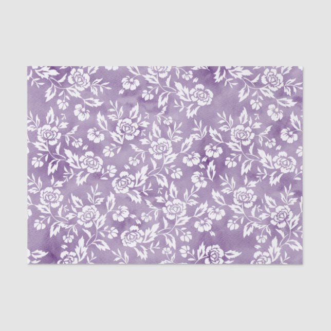 Papel De Seda Diseño de rosa blanca en fondo morado (Anverso)