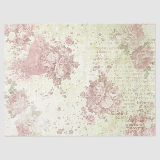 Papel De Seda Diseño de Rosas Shabby Chic 2 (Anverso)